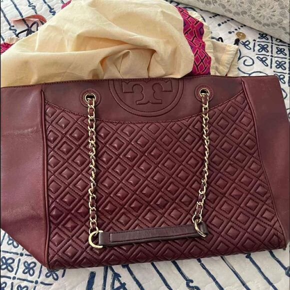 Tory Burch Designer Fleming Bryant Quilted Tote Bag Purse Handbag - Picture 3 of 8